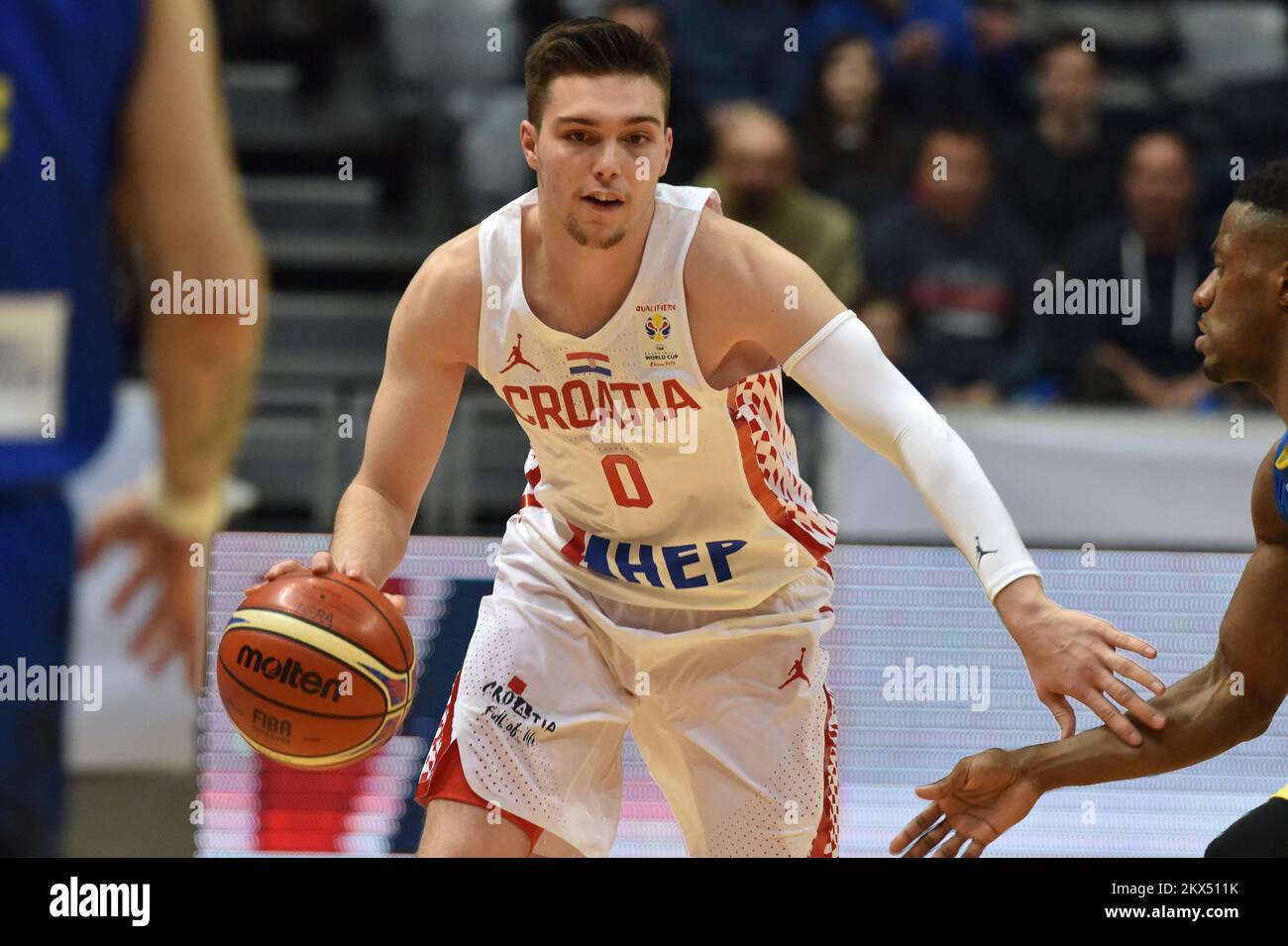 23.02.2018., Kresimir Cosic Hall, Zadar, Croazia - 2019 qualificazione FIBA Basketball World Cup, Gruppo D, Round 3, Croazia vs Romania. Karlo Uljarevic. Foto: Hrvoje Jelavic/PIXSELL Foto Stock