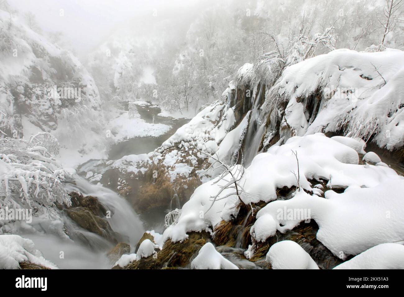 24.02.2018., Parco nazionale dei Laghi di Plitvice innevati in Croazia Foto: Boris Scitar/Vecernji list Foto Stock 24.02.2018., Parco nazionale dei Laghi di Plitvice innevati in Croazia Foto: Boris Scitar/Vecernji list Foto Stock
