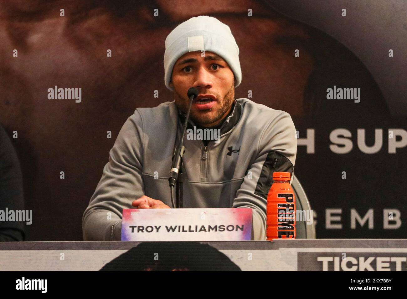 Newcastle, Regno Unito. 30th Nov 2022. Troy Williamson durante il Campionato britannico Super-Welterweight: Troy Williamson vs Josh Kelly Press Conference a Neville Hall, Newcastle upon Tyne, Regno Unito, 30th novembre 2022 ( Credit: Dan Cooke/Alamy Live News Foto Stock