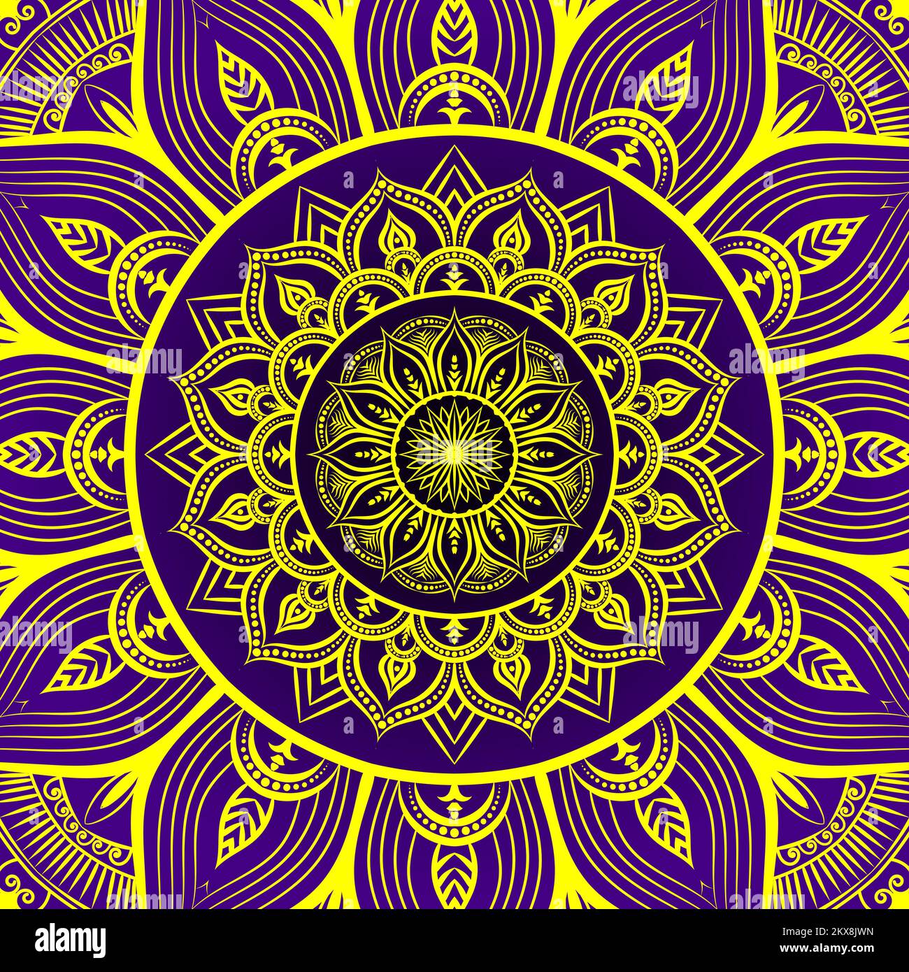 Primo piano sul mandala vintage, arte floreale del mandala per colorare la pagina del libro o la meditazione poster henné tatuaggio arte, disegno tessile, biglietto d'invito, Foto Stock