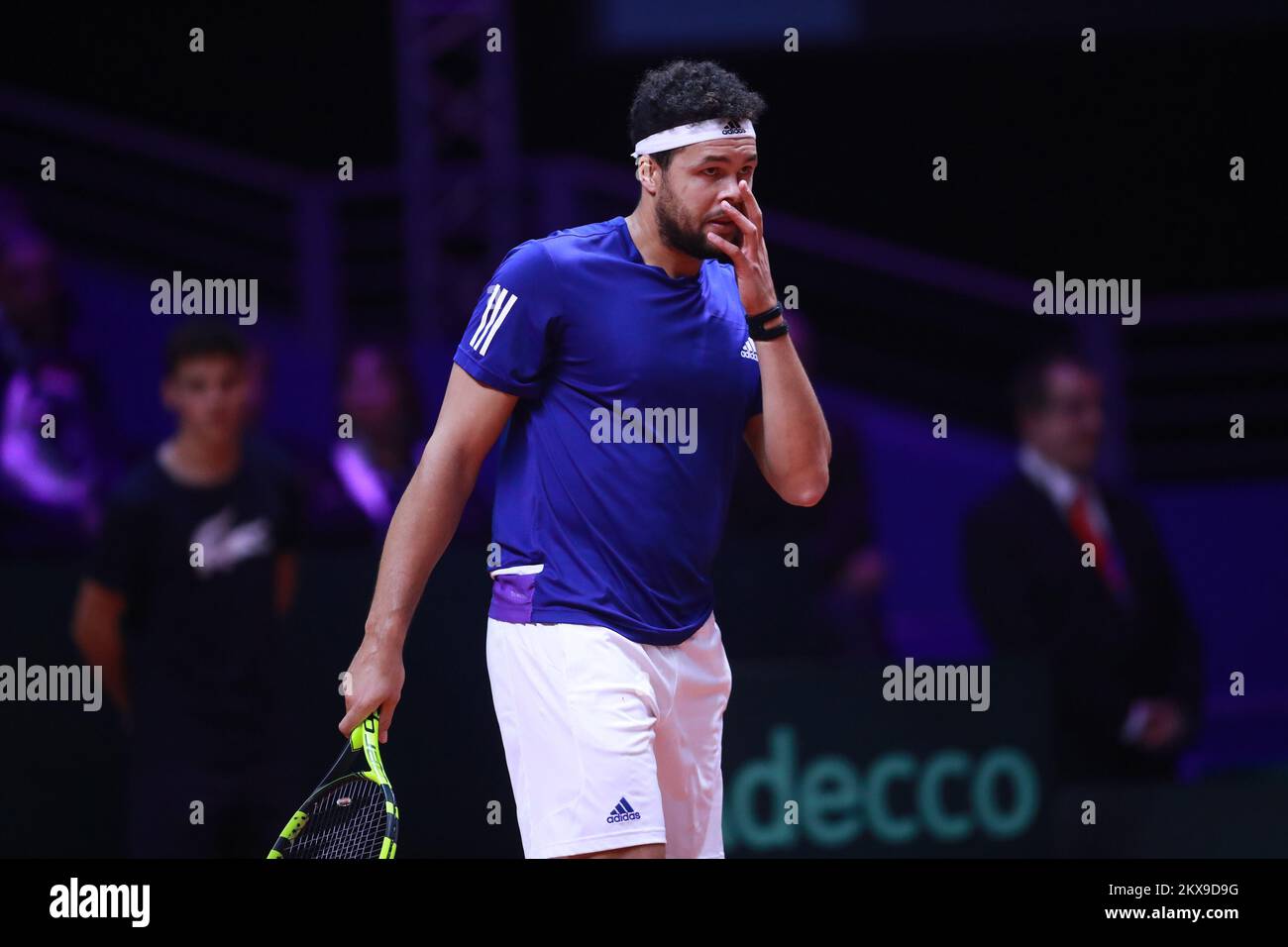 23.11.2018., Lillie, Francia - finale della Coppa Davis tra la Francia e la Croazia allo stadio Pierre-Mauroy di Lille, Francia, Jo-Wilfred Tsonga vs Marin Cilic. Jo-Wilfred Tonga Foto: Sanjin Strukic/PIXSELL Foto Stock