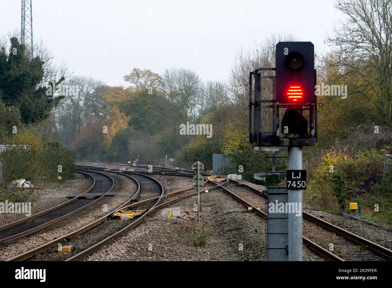 Una vista a sud dalla stazione di Hatton, Warwickshire, Regno Unito Foto Stock