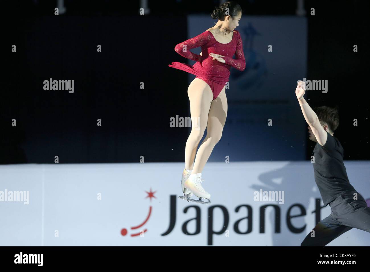 10.03.2019., Zagabria, Croazia - ISU World Junior Figure Skating Championship serata di gala nella sala Dom sportova Feiyao TANG, Yongchao YANG Photo: Luka Stanzl/PIXSELL Foto Stock