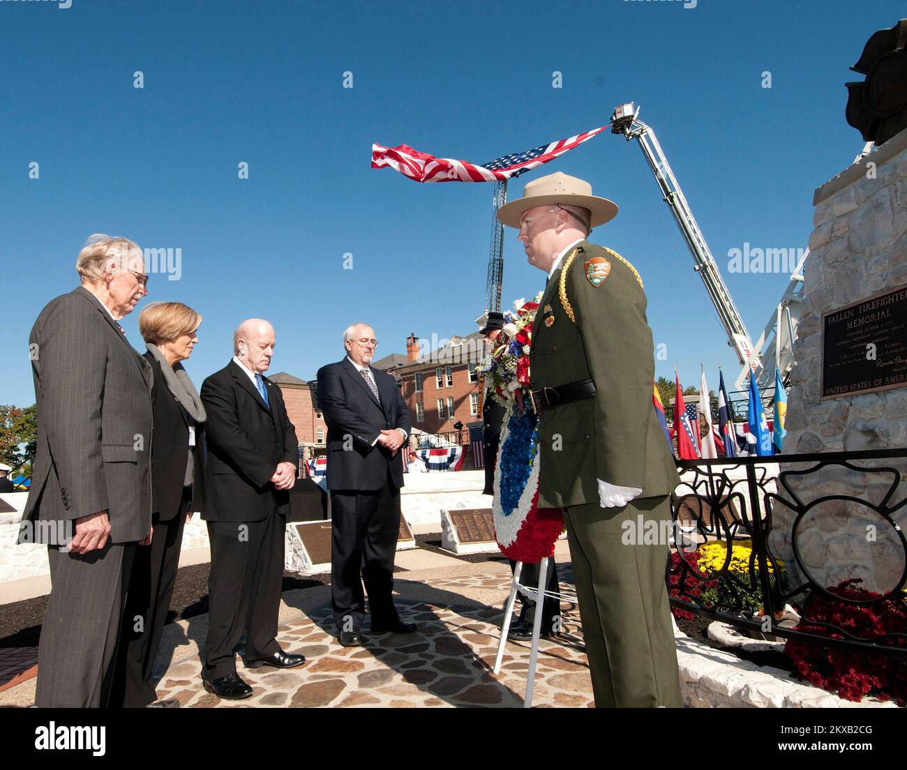 Servizio commemorativo dei vigili del fuoco caduti nel Maryland. Fotografie relative a disastri e programmi, attività e funzionari di gestione delle emergenze Foto Stock