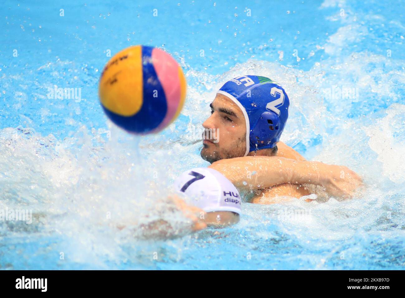 06.04.2019., Sports Park Mladost, Zagabria, Croazia - 2019 polo d'acqua FINA World League Europa Cup, semifinali, Ungheria contro Italia. Francesco di Fulvio. Foto: Slavko Midzor/PIXSELL Foto Stock