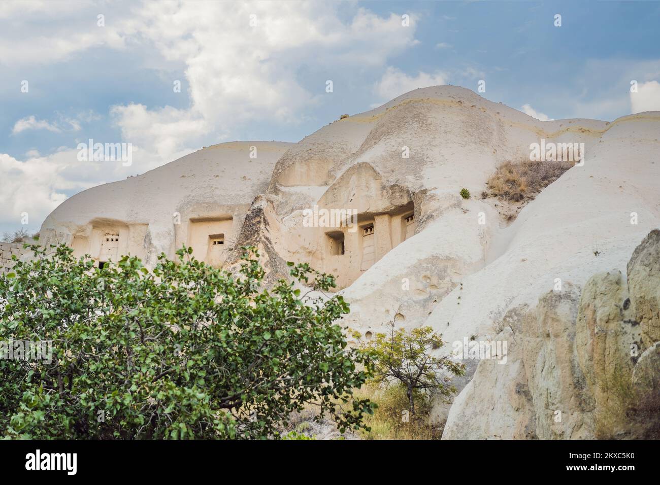 Formazioni geologiche uniche in Love Valley in Cappadocia, popolare destinazione di viaggio in Turchia Foto Stock