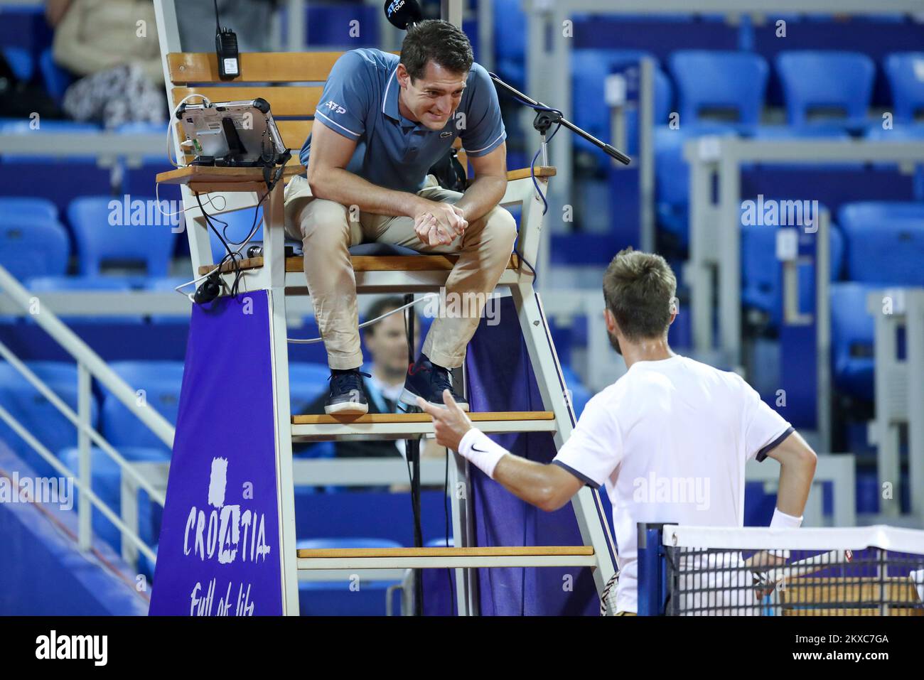 16.07.2019., Umag, Croazia - 30. Plava laguna Croazia Open Umag 2019., single maschile 1th round, Corentin Moutet (fra) vs Salvatore Caruso (ITA). Foto: Igor Kralj/PIXSELL Foto Stock