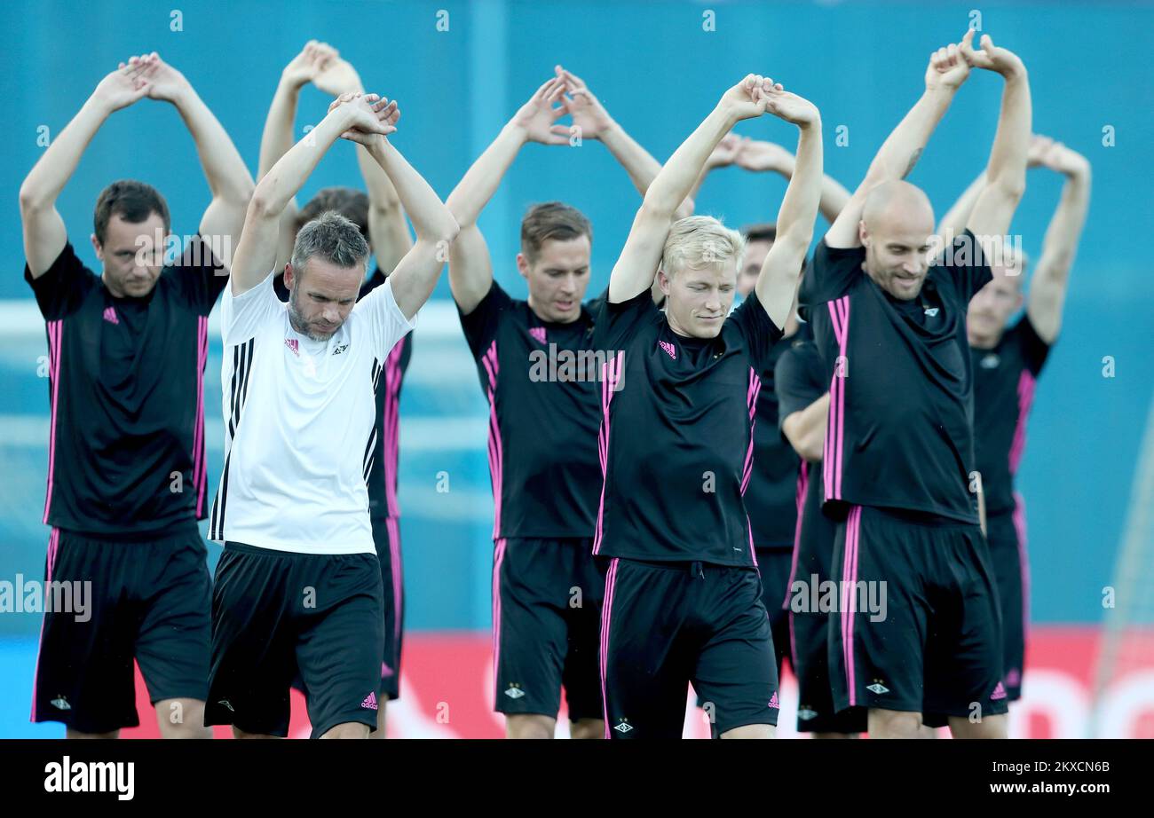 20.08.2019., Zagabria, Croazia - allenamento di Rosenborg BK davanti alla UEFA Champions League giocata, 1st tappa contro GNK Dinamo. Foto: Sanjin Strukic/PIXSELL Foto Stock