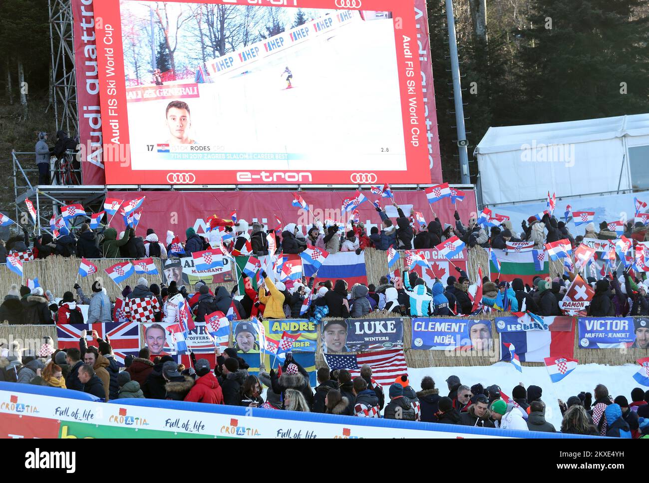 05.01.2020., Zagabria, Croazia - Audi FIS World Cup, Slalom maschile a Sljeme montagna. Foto: Luka Stanzl/PIXSELL Foto Stock