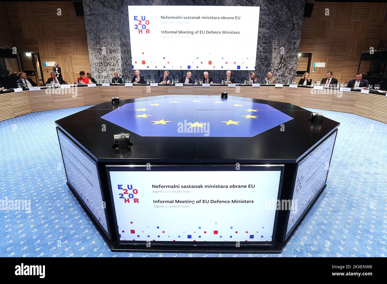 04.03.2020., Biblioteca nazionale e universitaria, Zagabria, Croazia - riunione informale dei ministri della Difesa dell'UE. Foto: Goran Stanzl/PIXSELL/EU2020HR Foto Stock