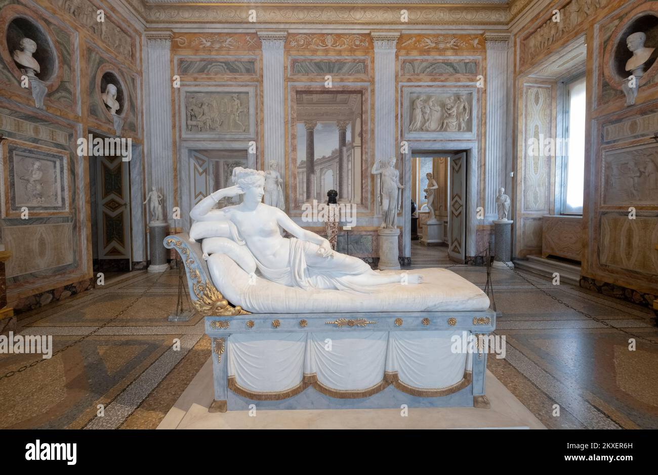 Ritratto di Paolina Bonaparte ritratto scultura del famoso scultore Antonio Canova in Galleria Borghese, Roma, Italia Foto Stock