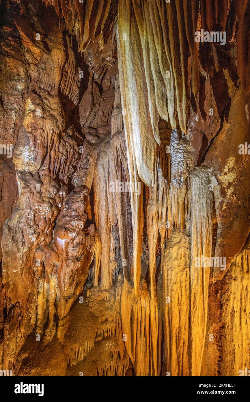 La Grotta di Baredine è un monumento geomorfologico della natura e la prima località speleologica e grotta turistica dell'Istria aperta al pubblico dal 1995. Si trova nella parte occidentale dell'Istria, a 6 km a nord-est da Porec, Croazia, il 6 luglio 2020. Foto: Srecko Niketic/PIXSELL Foto Stock