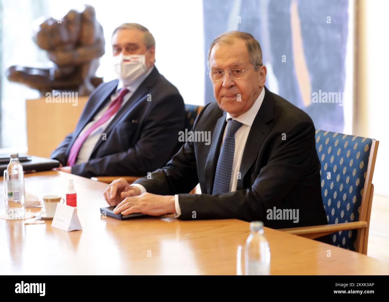 il presidente croato Zoran Milanovic ha ospitato il Ministro degli Affari Esteri della Federazione Russa Sergei Lavrov presso la Presidenza di Zagabria, Croazia, il 16. Dicembre, 2020. Foto: Robert Anic/PIXSELL Foto Stock