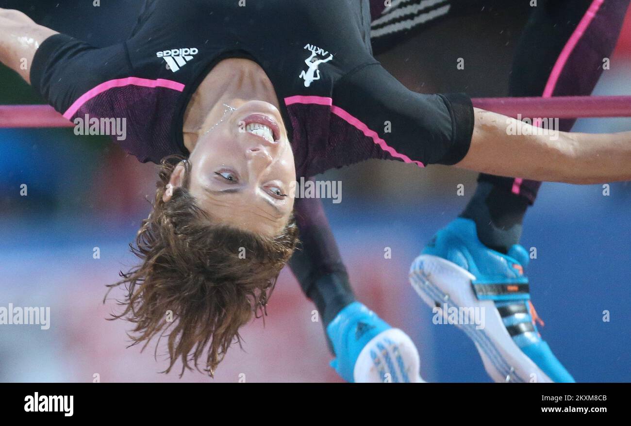 High jumper Blanka Vlasic durante l'IAAF World Challenge Zagreb, monumento commemorativo di Borisa Hanzekovic a Zagabria, Croazia, il 02. Settembre 2014. Dopo una serie di medaglie, tra cui quelle dei Giochi Olimpici, Blanka Vlasic ha annunciato che si sta ritirando. Foto: Sanjin Strukic/PIXSELL Foto Stock