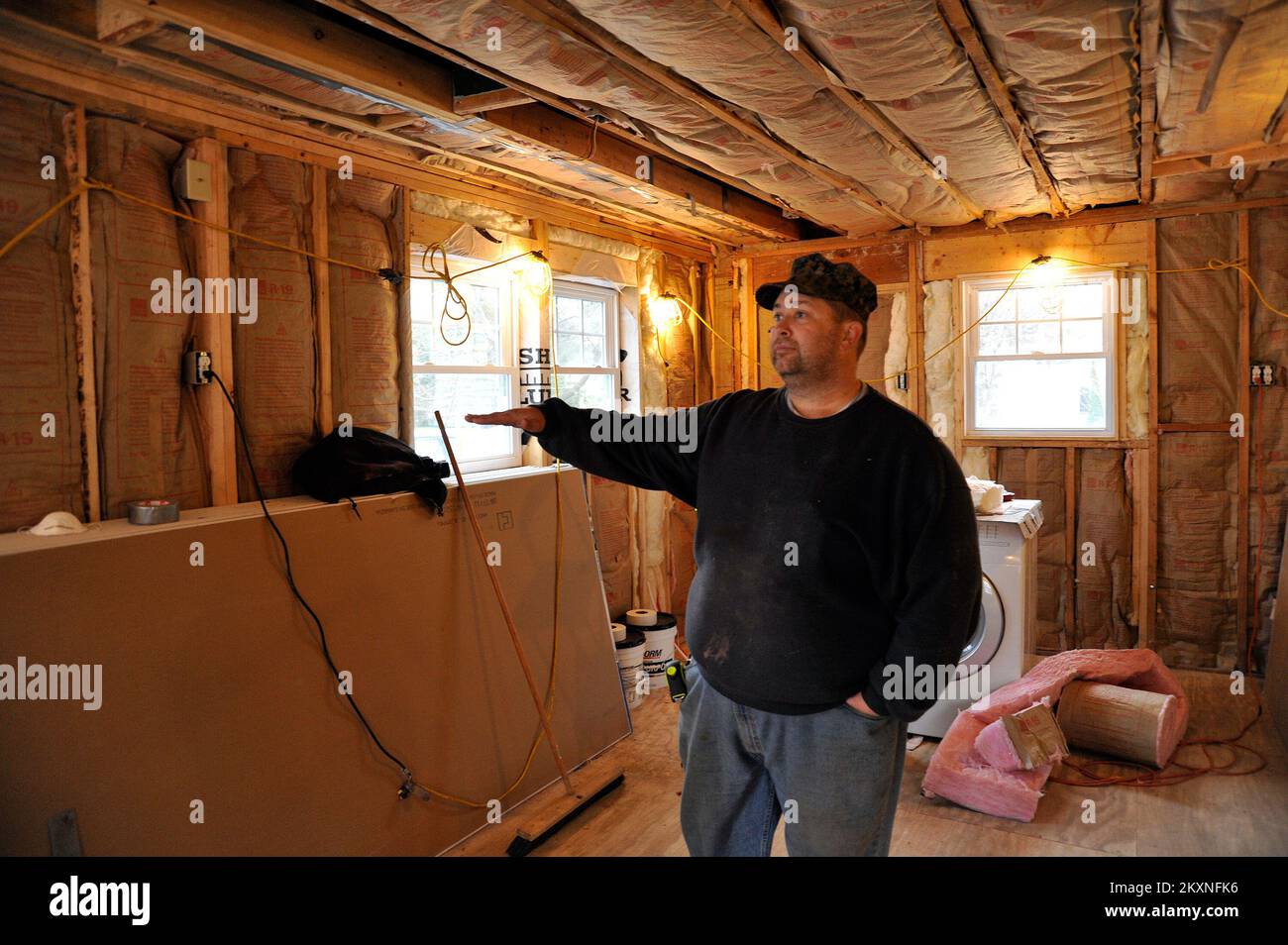 Case fabbricate a Schoharie NY. Uragano Irene di New York. Fotografie relative a disastri e programmi, attività e funzionari di gestione delle emergenze Foto Stock