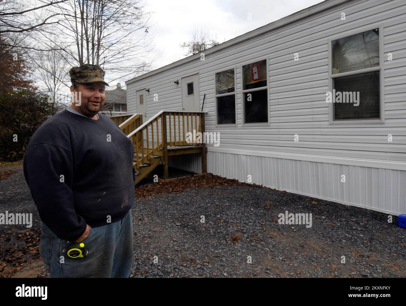 Case fabbricate a Schoharie NY. Uragano Irene di New York. Fotografie relative a disastri e programmi, attività e funzionari di gestione delle emergenze Foto Stock