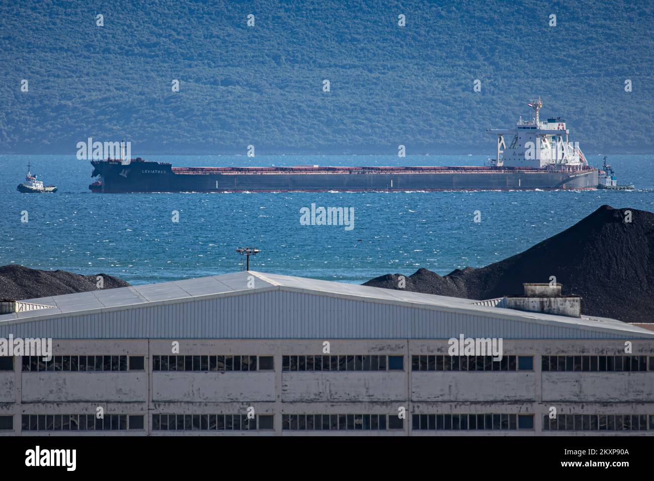 Trasporto alla rinfusa Leviathan è arrivato nel porto di Ploce, a Ploce, Croazia, il 26 giugno 2021., Leviathan è un trasporto alla rinfusa che è stato costruito nel 2014 (7 anni fa) e sta navigando sotto la bandiera di Marshall è. La capacità di carico di itâ è di 182421 t DWT e il suo attuale progetto è di 17,3 metri. La sua lunghezza complessiva (LOA) è di 292 metri e la sua larghezza è di 45 metri. E 'il più grande portarinfuse che ha mai navigato nel porto di Ploce Foto: Grgo Jelavic/PIXSELL Foto Stock