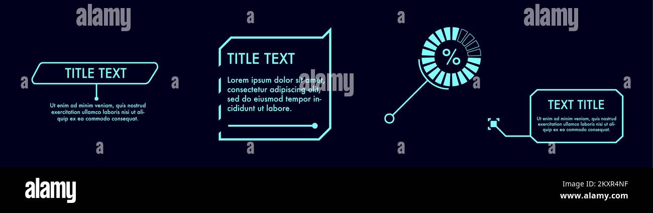 Titoli delle didascalie digitali. Set di telai fantascientici futuristici HUD. Illustrazione Vettoriale