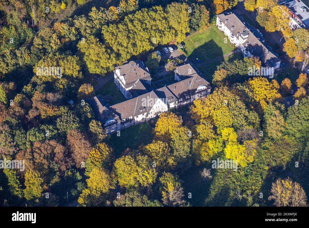 Veduta aerea, St.-Suitbert-Haus, assistiti, Brauck, Gladbeck, Zona della Ruhr, Renania settentrionale-Vestfalia, Germania, Casa per anziani, Casa per la pensione, Foto Stock