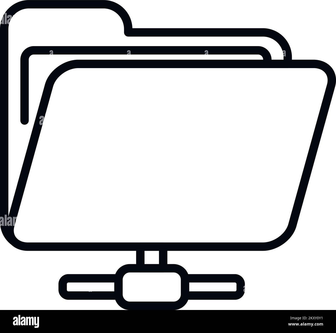 Vettore contorno icona cartella condivisa. Pulsante web. Orario di lavoro Illustrazione Vettoriale