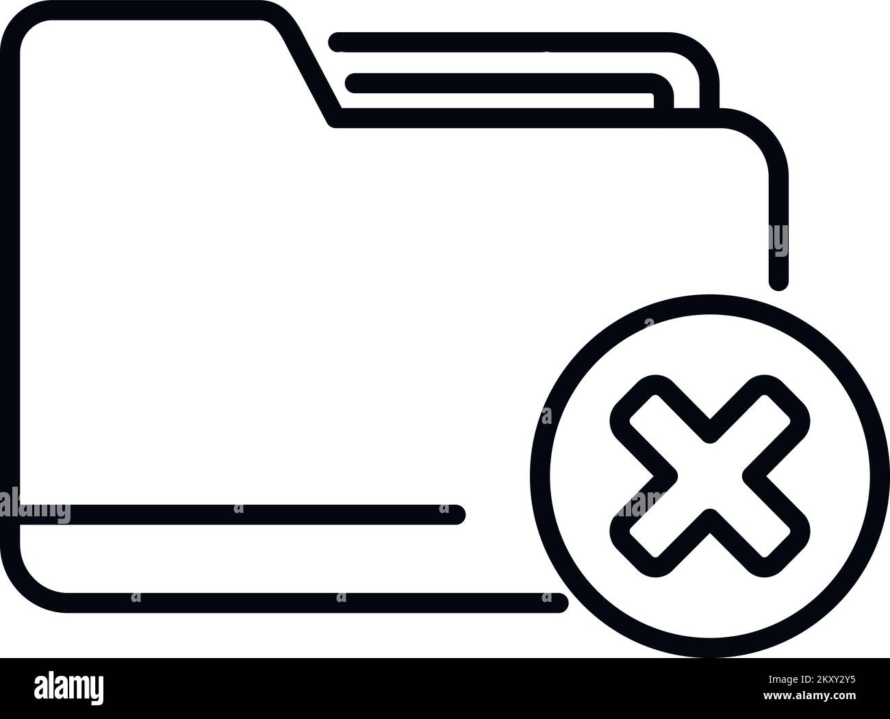 Vettore contorno icona cartella rifiutata. Web di progettazione. Pin di interfaccia Illustrazione Vettoriale