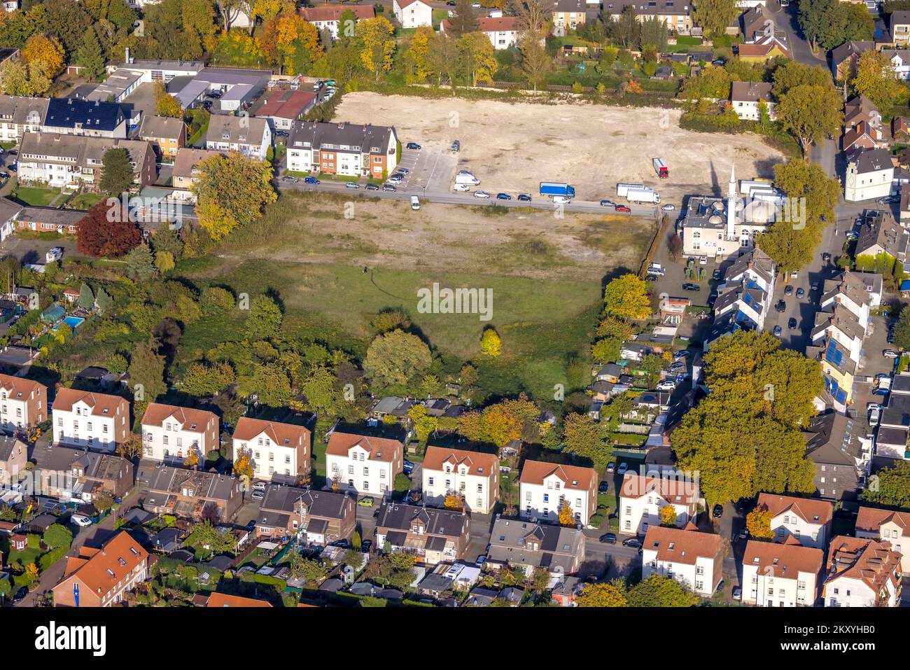 Veduta aerea, moschea DITIB- Comunità islamica turca di Gladbeck, Wielandstraße angolo Bramsfeld, ex area negozio di mobili Tacke, Butendorf, Gladbe Foto Stock