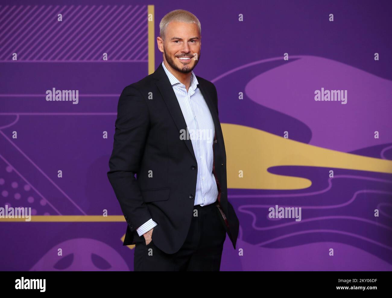 Billy Wingrove, calciatore freestyle inglese, arriva prima dell'estrazione finale della Coppa del mondo FIFA Qatar 2022 al Doha Exhibition Center il 01 aprile 2022 a Doha, Qatar. Foto: Igor Kralj/PIXSELL Foto Stock