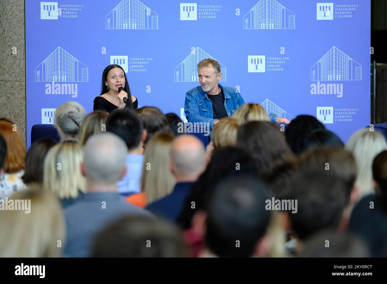 Lo scrittore norvegese Jo Nesbo è visto durante la presentazione dei suoi libri più recentemente pubblicati, The Jealousy Man and Other Stories and Rat Island e Other alla Biblioteca Nazionale e Universitaria di Zagabria, Croazia, il 7 maggio 2022. Foto: Bruno Fantulin/PIXSELL Foto Stock