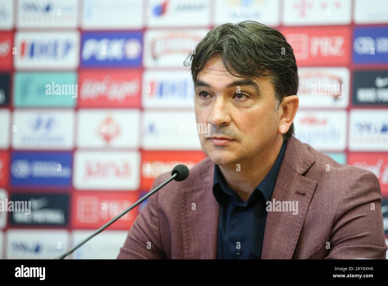 Allenatore della nazionale croata di calcio Zlatko Dalic durante la conferenza stampa della squadra croata di calcio, a zagreb, Croazia, il 16 maggio 2022. Allenatore capo della nazionale croata di calcio Zlatko DaliÄ‡ ha presentato la lista dei candidati per la partita della UEFA Nations League, Mentre il selettore della squadra nazionale U-21 Igor Biscan ha presentato la lista della U-21candidates per le partite di qualificazione per il Campionato europeo Foto: Matija Habljak/PIXSELL Foto Stock