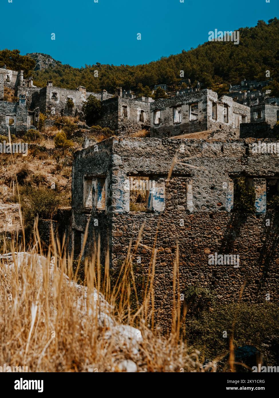 Kayaköy, Stone Village, Ghost Village, villaggio greco abbandonato in Turchia Foto Stock