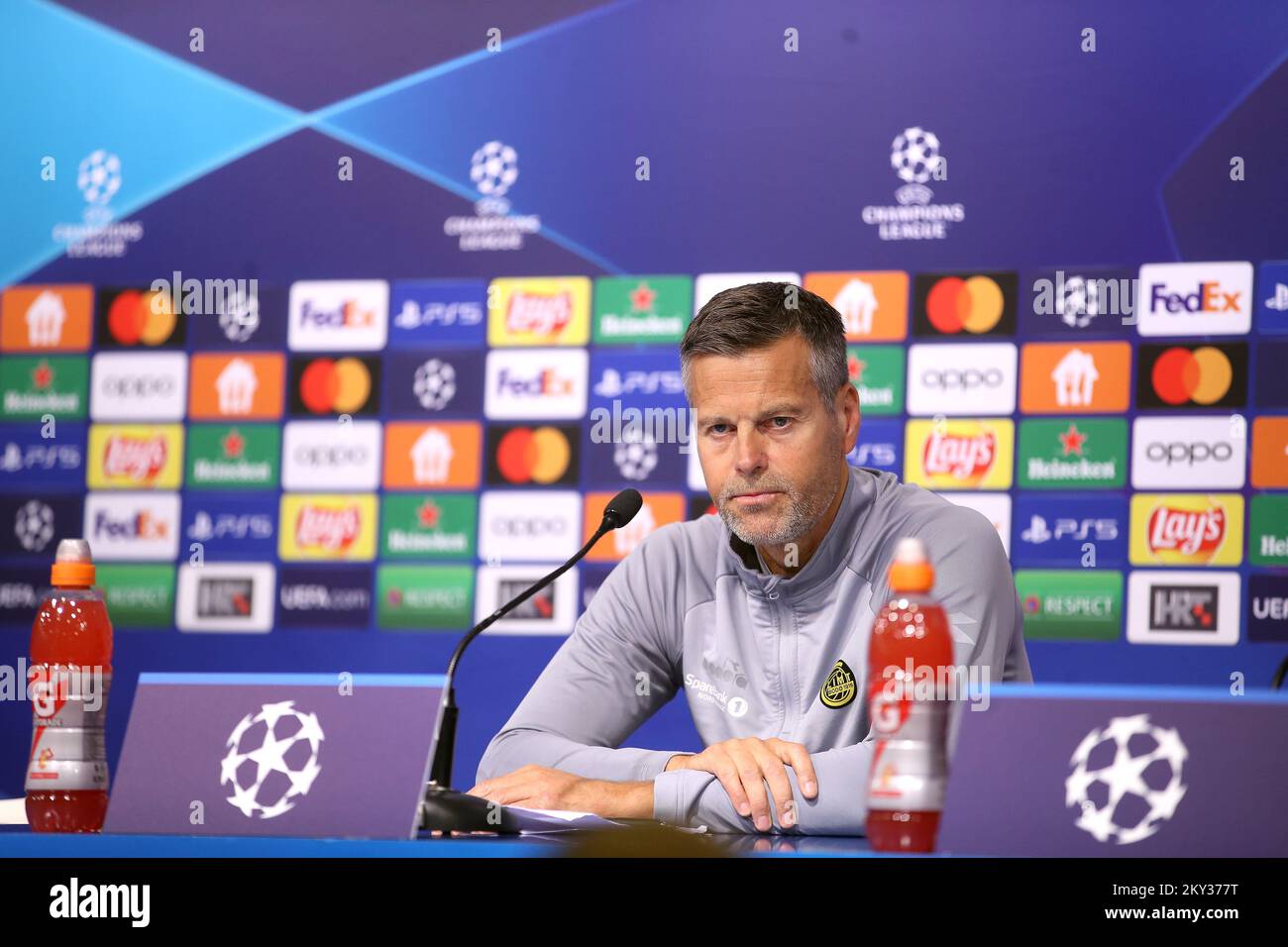 L'allenatore di Bodo/Glimt Kjetil Knutsen parla di una conferenza stampa allo stadio Maksimir, a Zagabria, in Croazia, il 23 agosto 2022. Davanti alla 2nd tappa di play-off della UEFA Champions League tra GNK Dinamo Zagreb e Bodo/Glimt. Foto: Luka Stanzl/PIXSELL Foto Stock