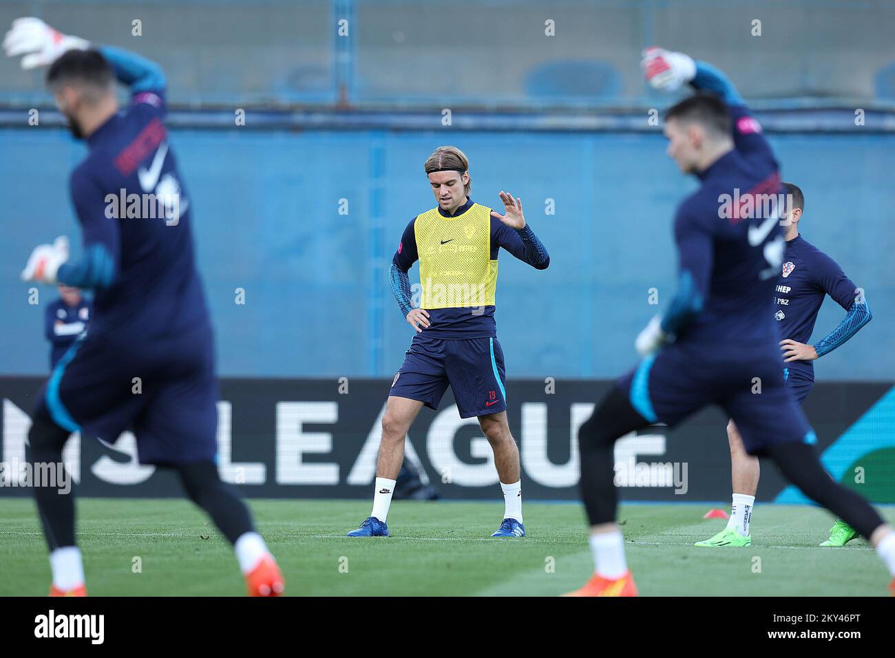 Giocatore della nazionale croata Borna Sosa durante l'allenamento della nazionale croata allo stadio Maksimir di Zagabria, Croazia, il 21 settembre 2022. La Croazia giocherà domani una partita della UEFA Nations League contro la Danimarca. Foto: Goran Stanzl/PIXSELL Foto Stock