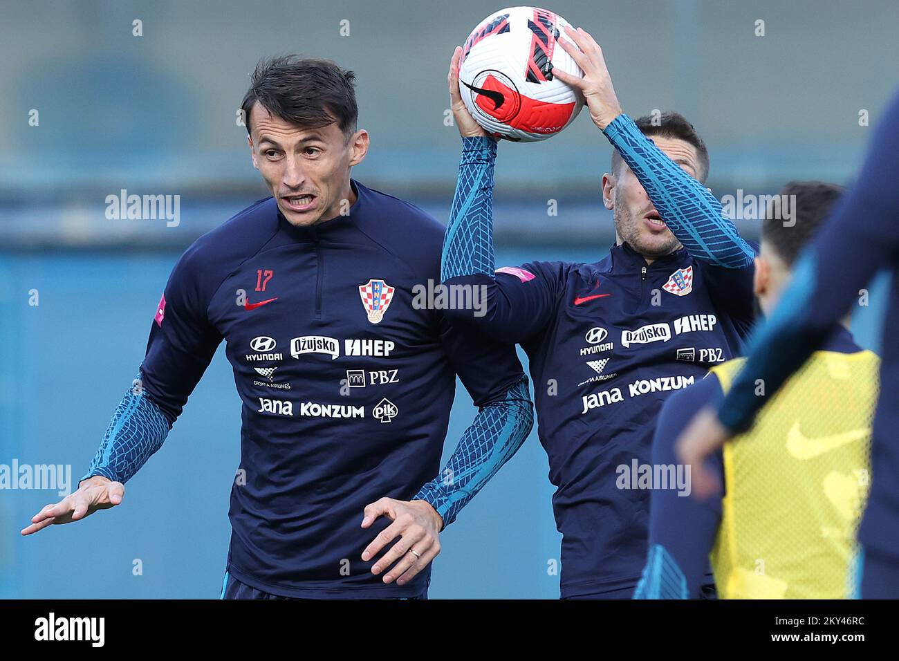 Giocatore della nazionale croata ante Budimir durante l'allenamento della nazionale croata al Maksimir Stadium di Zagabria, Croazia il 21 settembre 2022. La Croazia giocherà domani una partita della UEFA Nations League contro la Danimarca. Foto: Goran Stanzl/PIXSELL Foto Stock