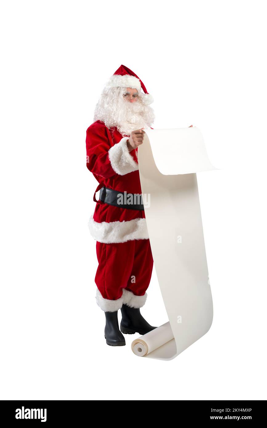 Babbo Natale è pieno di regali da richiedere alla consegna Foto Stock