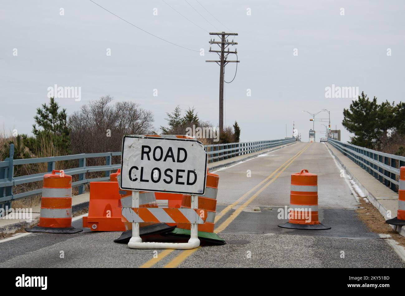 Ponte chiuso ad Avalon. New Jersey Hurricane Sandy. Fotografie relative a disastri e programmi, attività e funzionari di gestione delle emergenze Foto Stock
