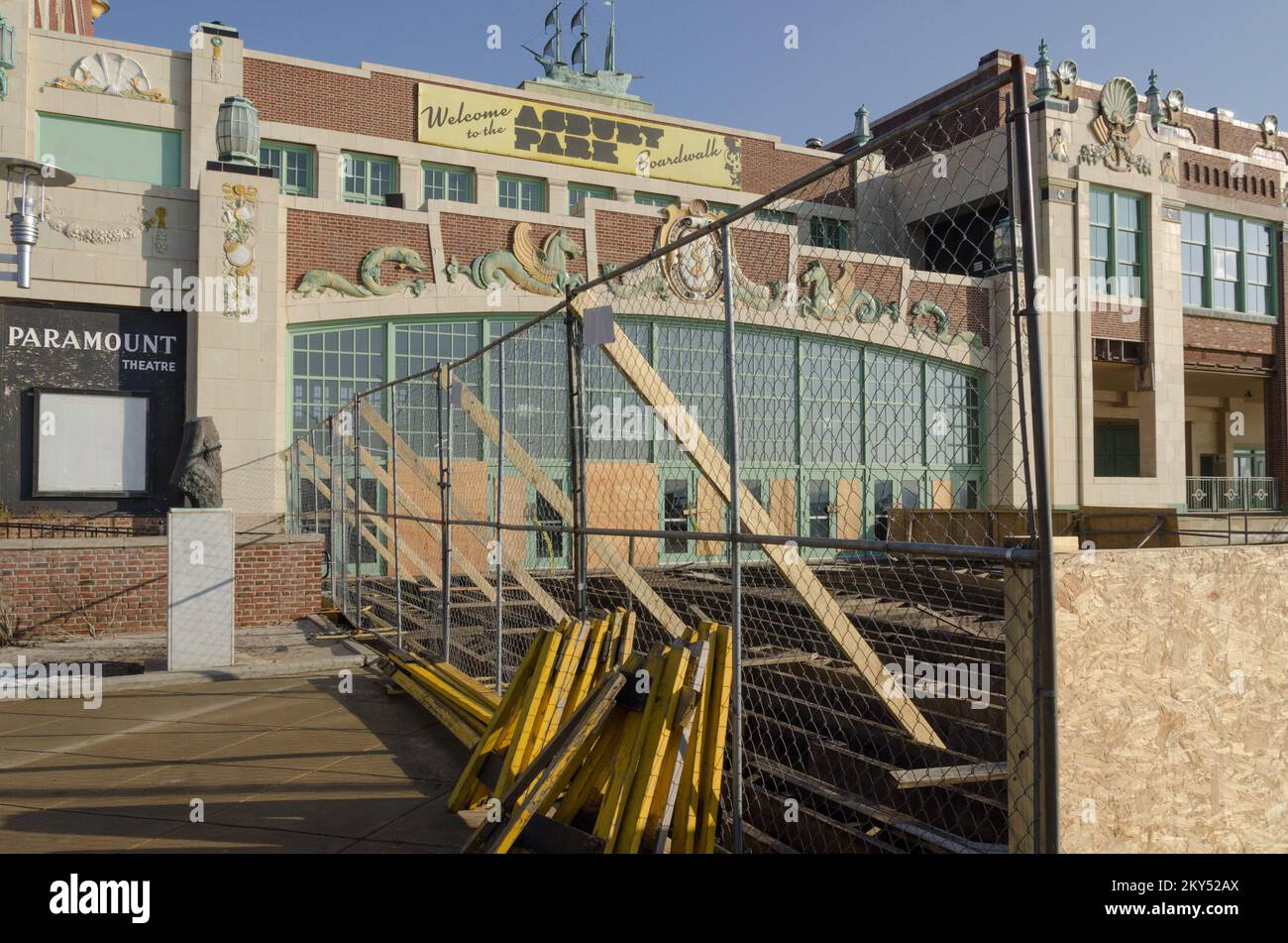 Sala convegni di Asbury Park. New Jersey Hurricane Sandy. Fotografie relative a disastri e programmi, attività e funzionari di gestione delle emergenze Foto Stock