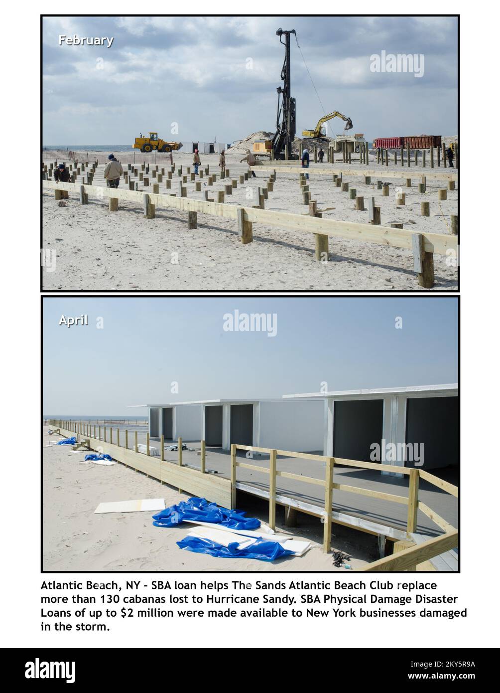 Prima e dopo Atlantic Beach, New York. L'uragano Sandy di New York. Fotografie relative a disastri e programmi, attività e funzionari di gestione delle emergenze Foto Stock