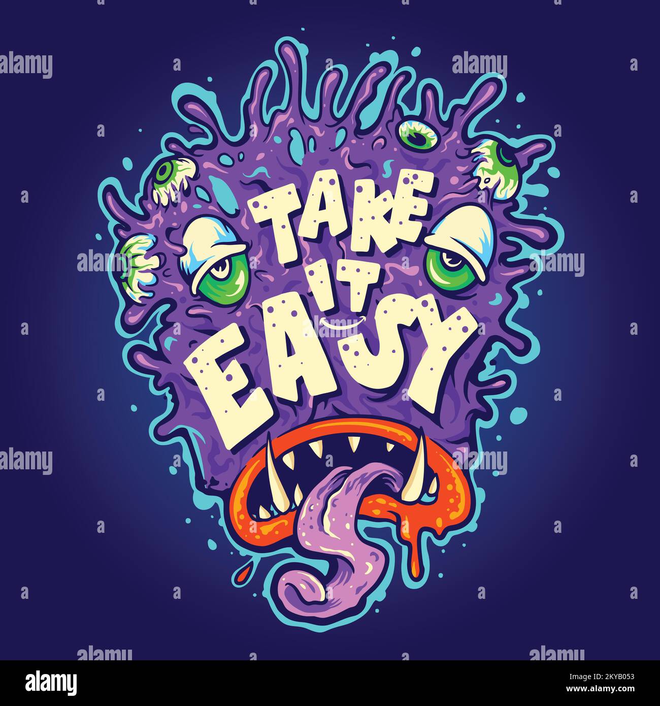 Carattere mostro prendere facile illustrazioni vettoriali per il vostro logo di lavoro, t-shirt merchandise, adesivi e disegni di etichette, poster, biglietti di auguri pubblicità Illustrazione Vettoriale