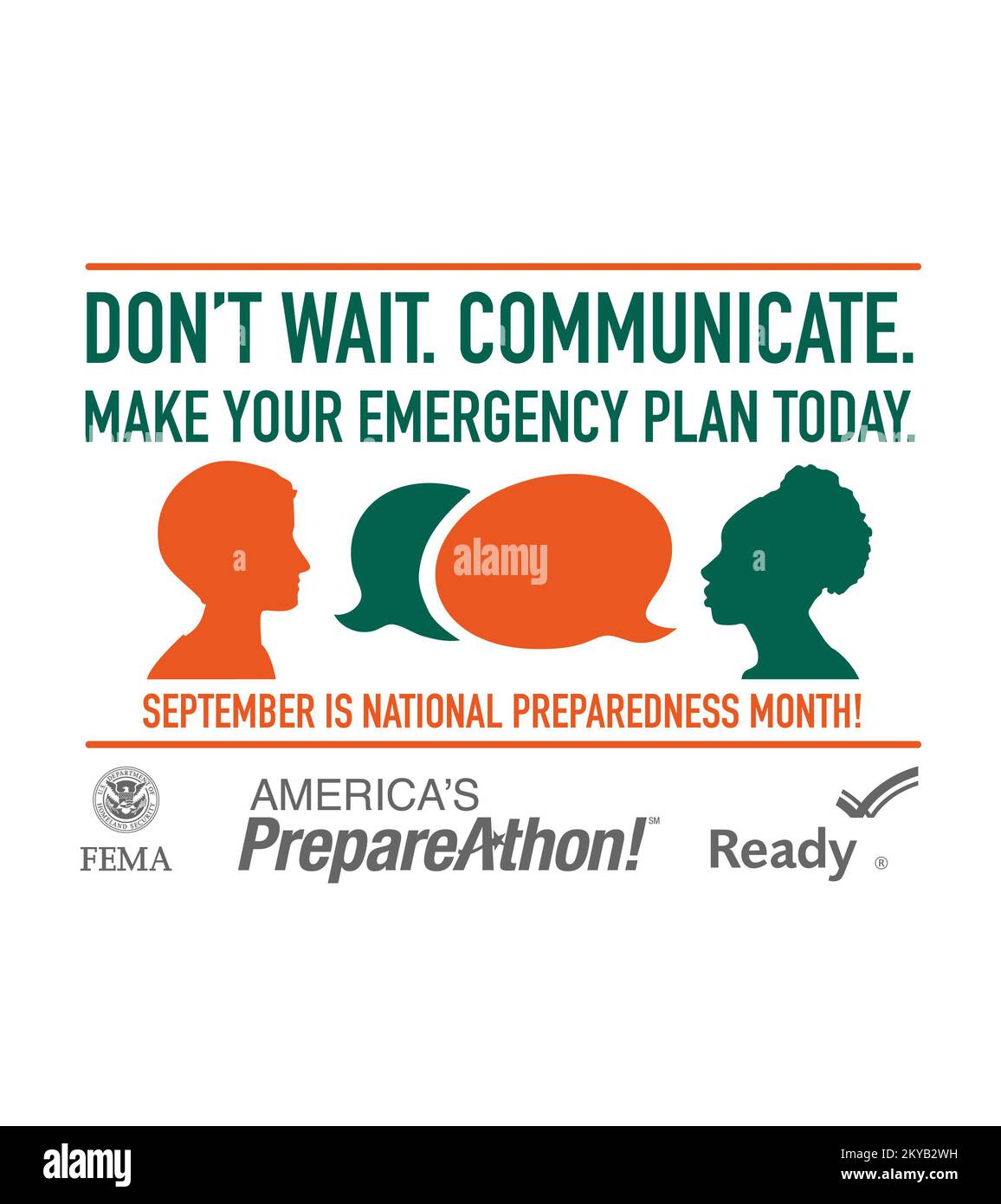 Logo NPM (National Preparedness Month) alta risoluzione (2015).. Fotografie relative a disastri e programmi, attività e funzionari di gestione delle emergenze Foto Stock
