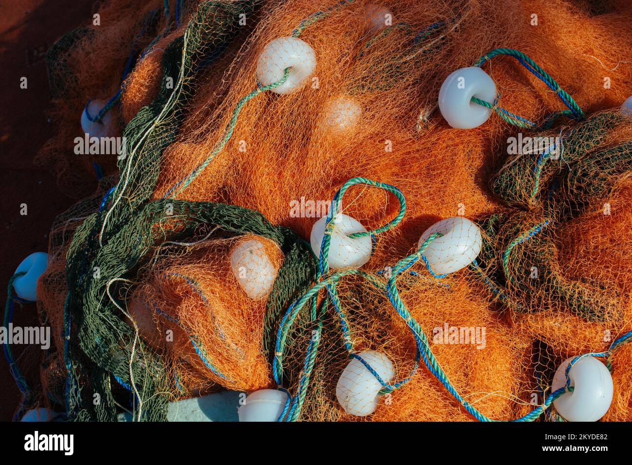 Rete da pesca impilati come un concetto di pesca la texture Foto Stock