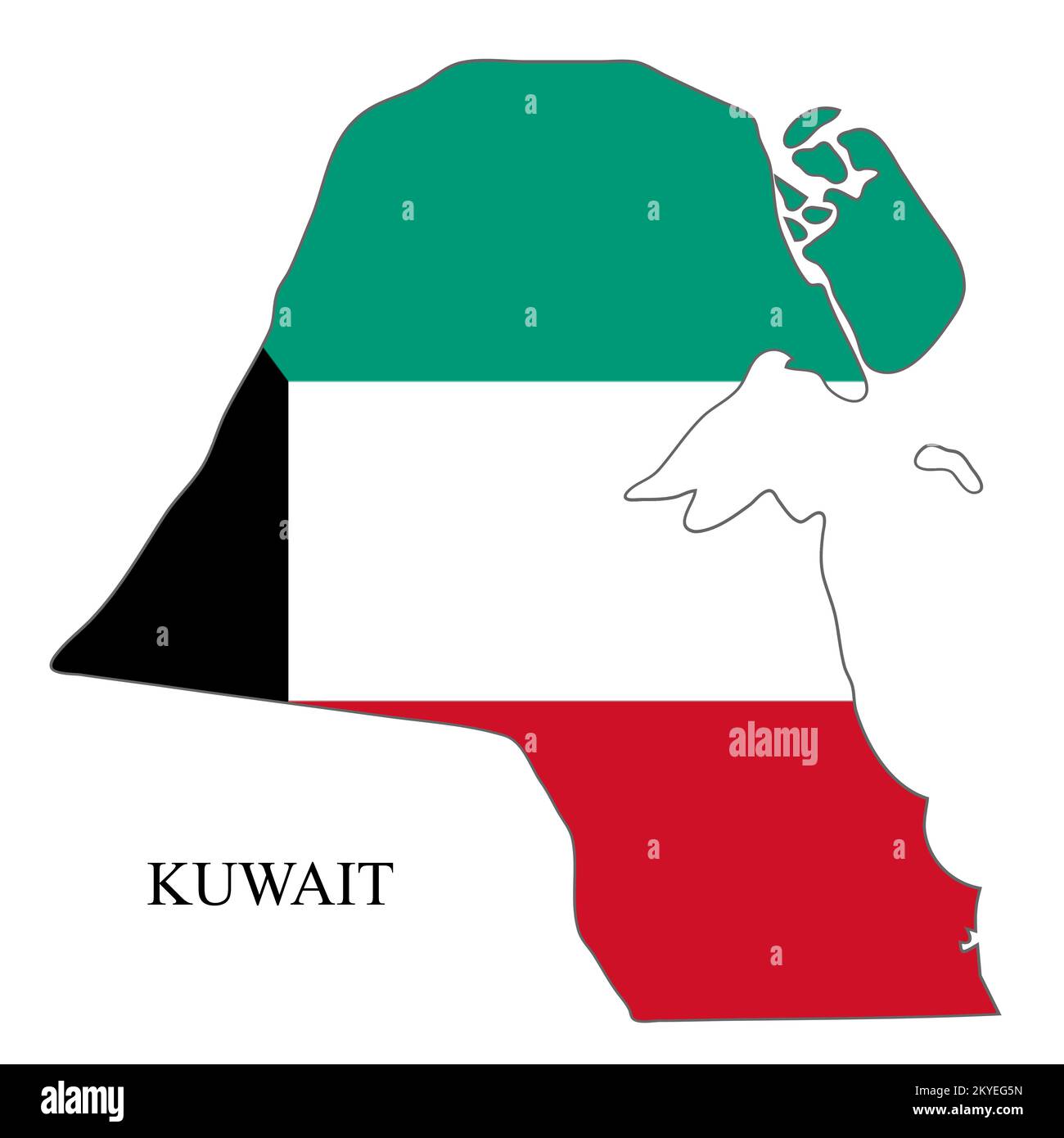 Illustrazione del vettore della mappa Kuwait. Economia globale. Paese famoso. Medio Oriente. Asia occidentale. Illustrazione Vettoriale