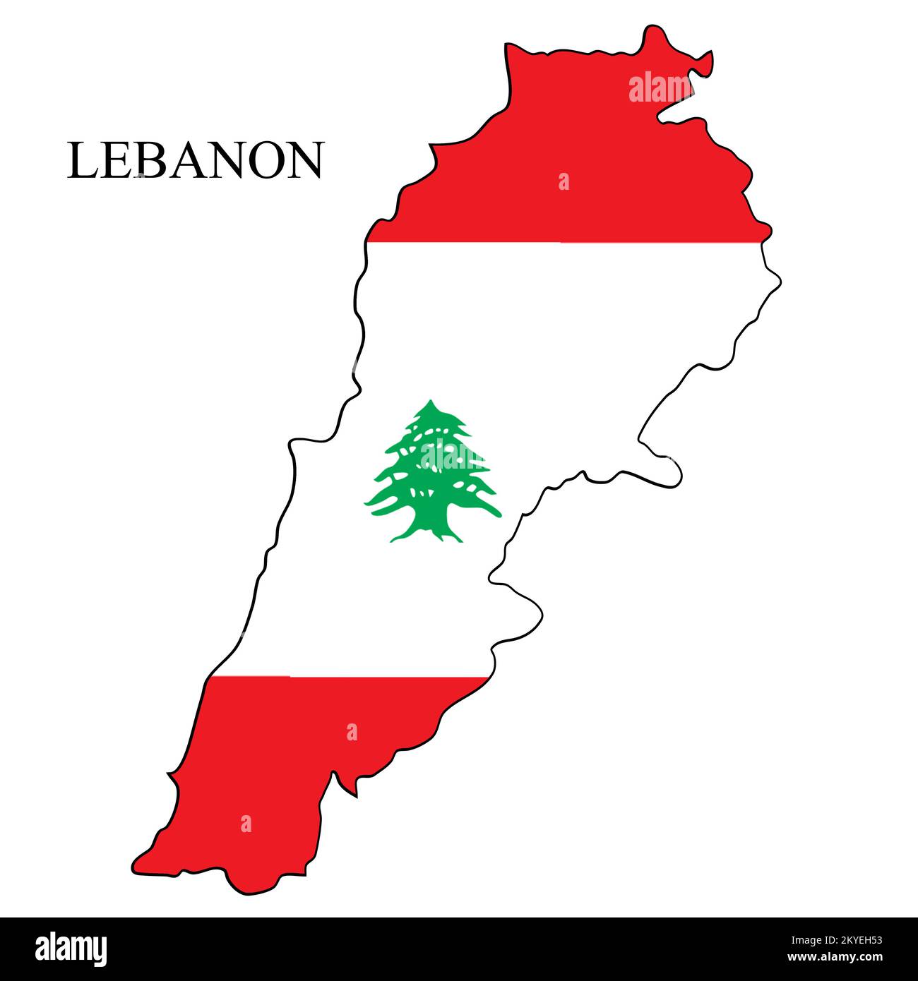 Illustrazione del vettore della mappa del Libano. Economia globale. Paese famoso. Medio Oriente. Asia occidentale. Illustrazione Vettoriale