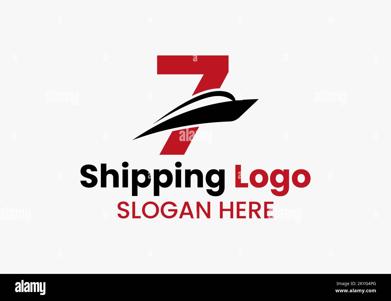 Lettera 7 simbolo della barca a vela con logo di spedizione. Barca nautica icona Barca a vela Illustrazione Vettoriale