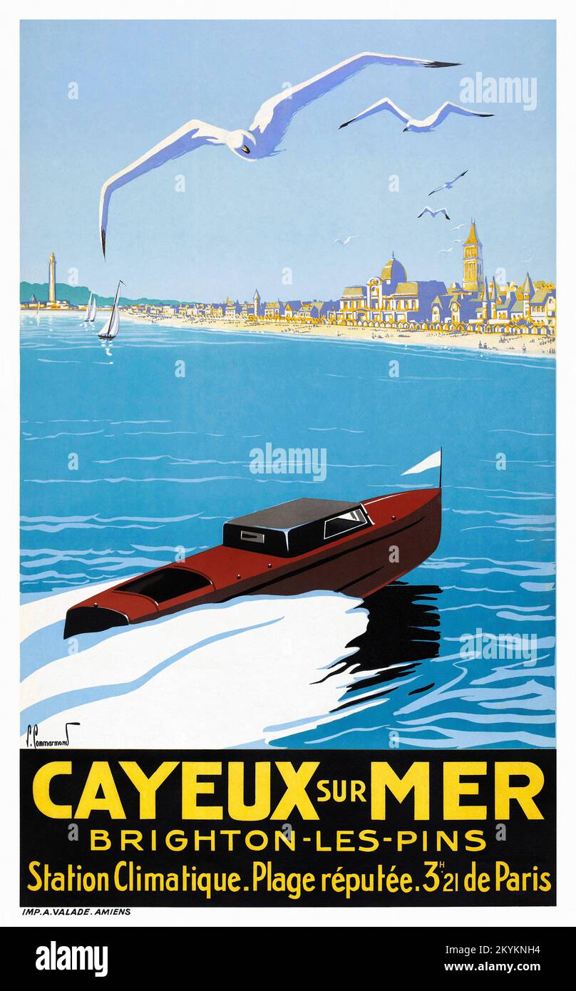 Cayeux sur Mer. Brighton-les-Pins di Pierre Commarmond (1897-1983). Poster pubblicato nel 1935 in Francia. Foto Stock