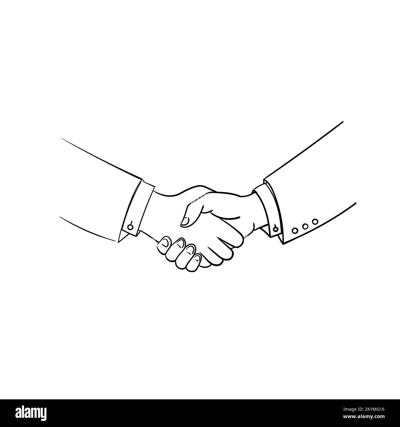 Stretta di mano. Illustrazione vettoriale del cartone animato delle mani maschili nei vestiti di affari che scuotono l'un l'altro. Illustrazione Vettoriale