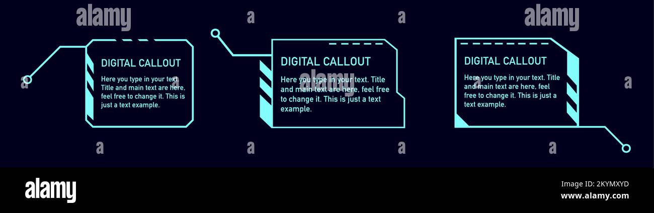 Didascalie e cornice in stile Sci- Fi. hud astratto. Illustrazione Vettoriale