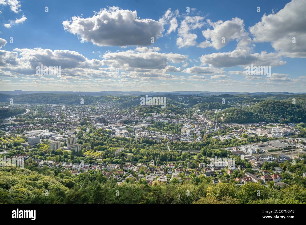 Stadtpanorama, Marburg, Hessen, Deutschland Foto Stock