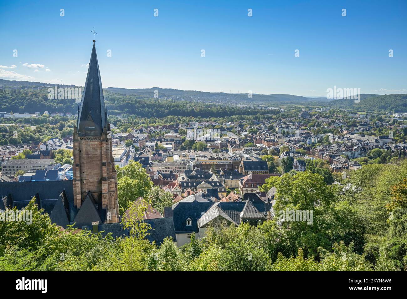 Stadtpanorama, Marburg, Hessen, Deutschland Foto Stock