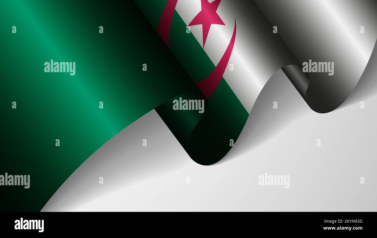 EPS10 vettore sfondo patriottico con bandiera di Algeria. Un elemento di impatto per l'uso che si desidera fare di esso. Illustrazione Vettoriale