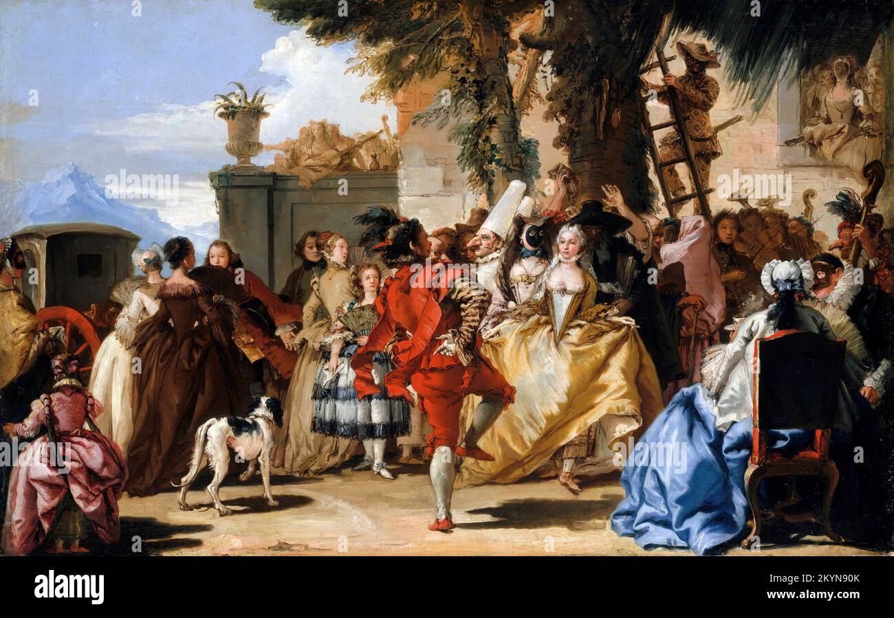 Una danza nel Paese di Giovanni Battista Tiepolo (1696-1770), olio su tela, c.1755 Foto Stock